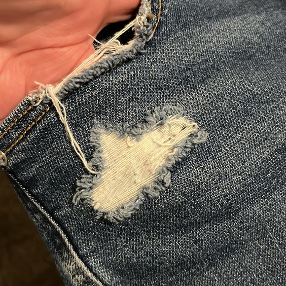 American Eagle Mom Jeans- Dark Wash Distressed - Picture 5 of 9